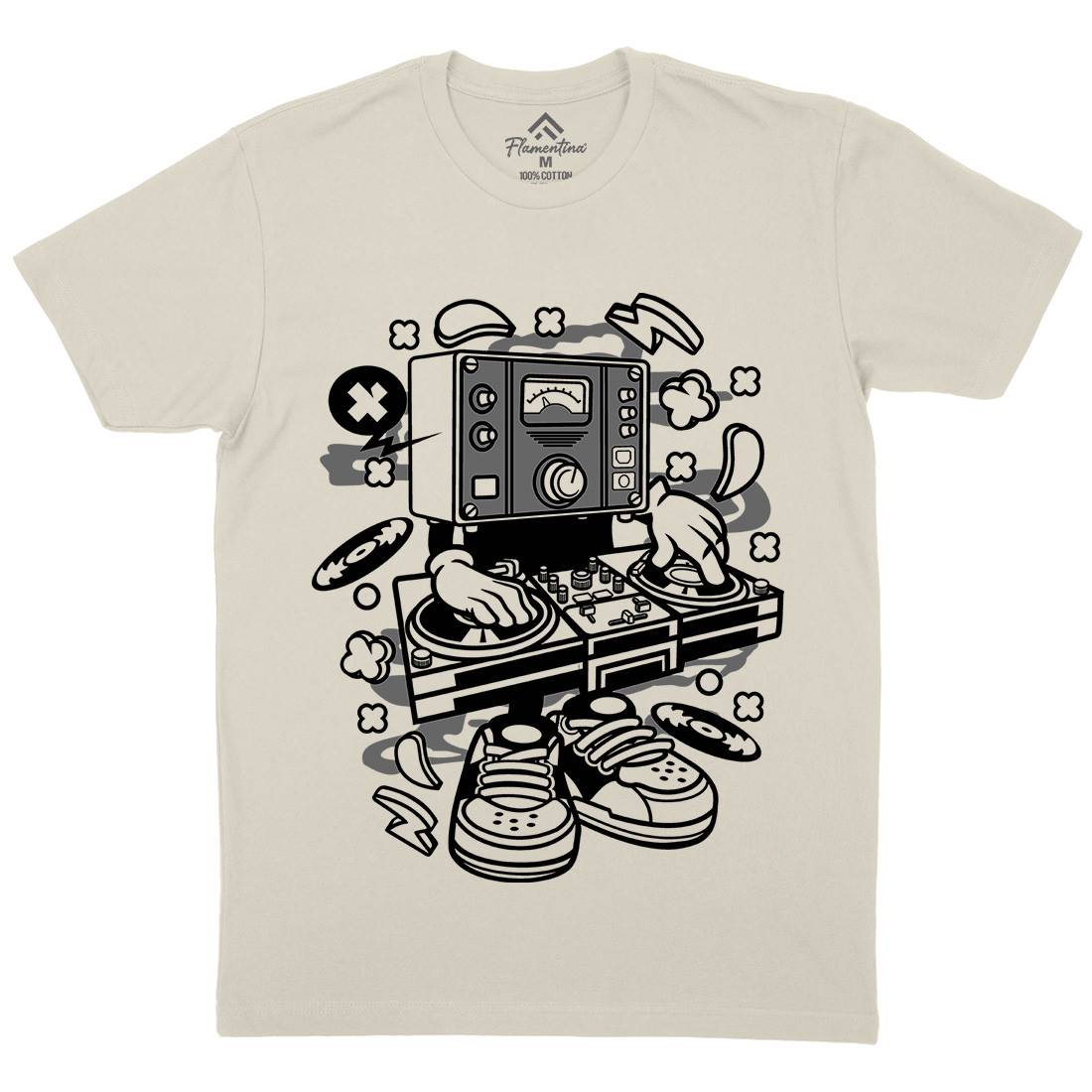 Dj Instrument Mens Organic Crew Neck T-Shirt Music C091