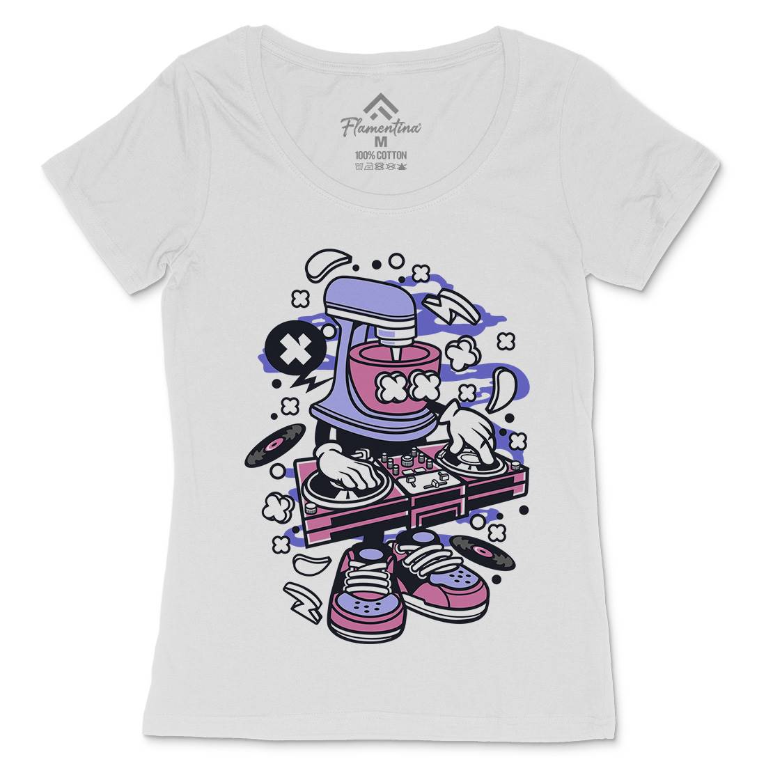 Dj Mixer Womens Scoop Neck T-Shirt Music C092