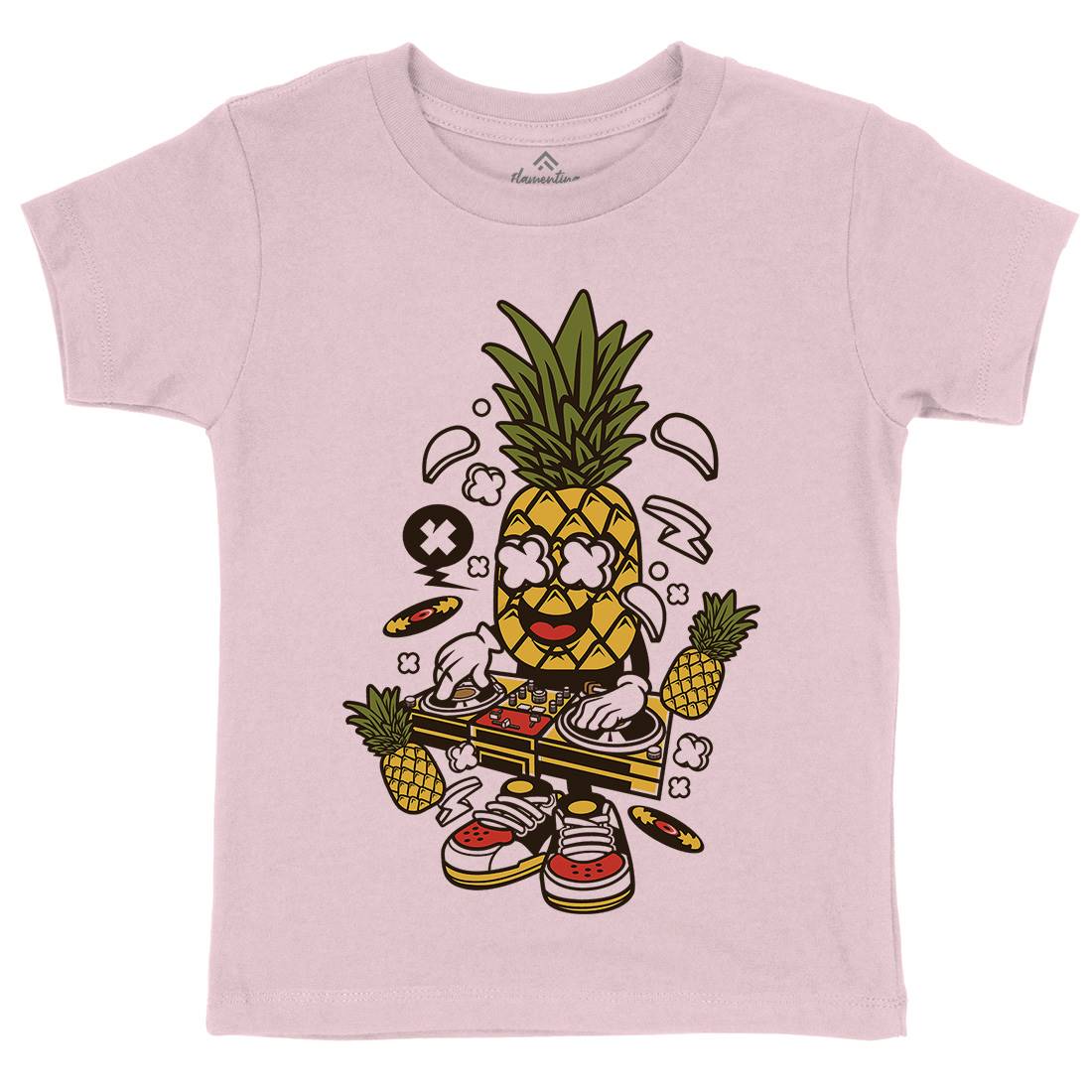 Dj Pineapple Kids Crew Neck T-Shirt Music C093
