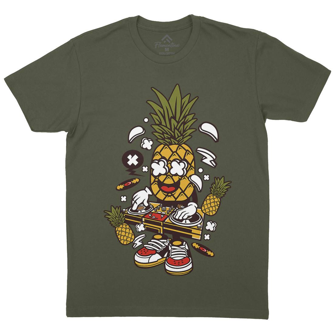 Dj Pineapple Mens Crew Neck T-Shirt Music C093