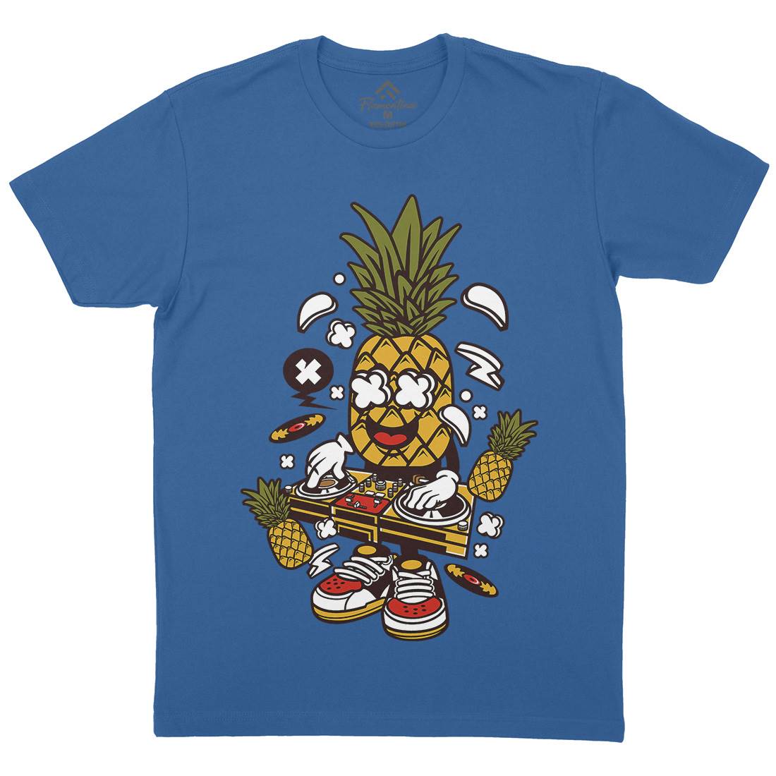 Dj Pineapple Mens Organic Crew Neck T-Shirt Music C093