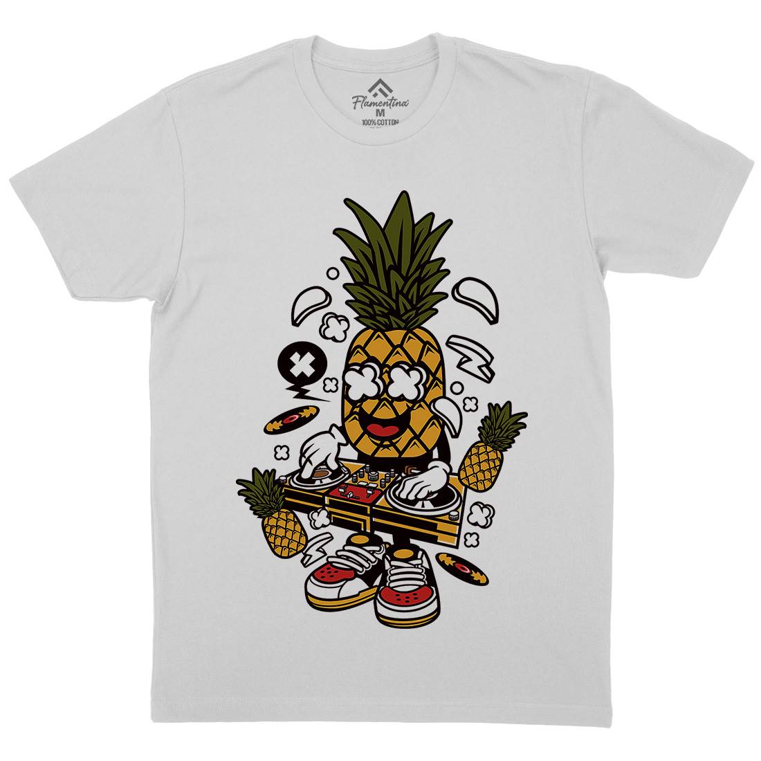 Dj Pineapple Mens Crew Neck T-Shirt Music C093