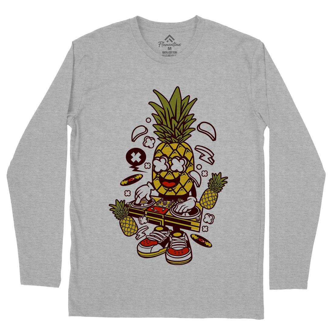 Dj Pineapple Mens Long Sleeve T-Shirt Music C093