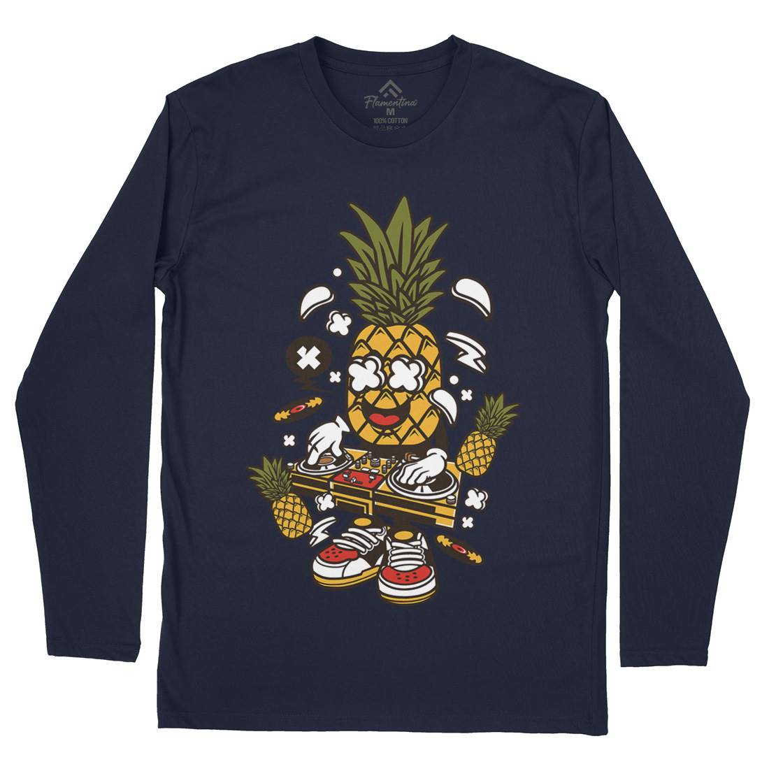 Dj Pineapple Mens Long Sleeve T-Shirt Music C093