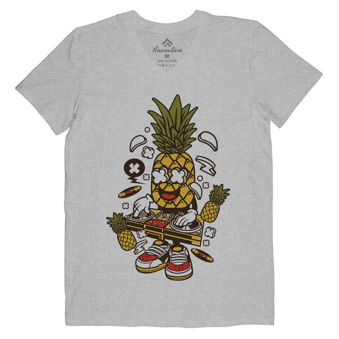 Dj Pineapple Mens V-Neck T-Shirt Music C093