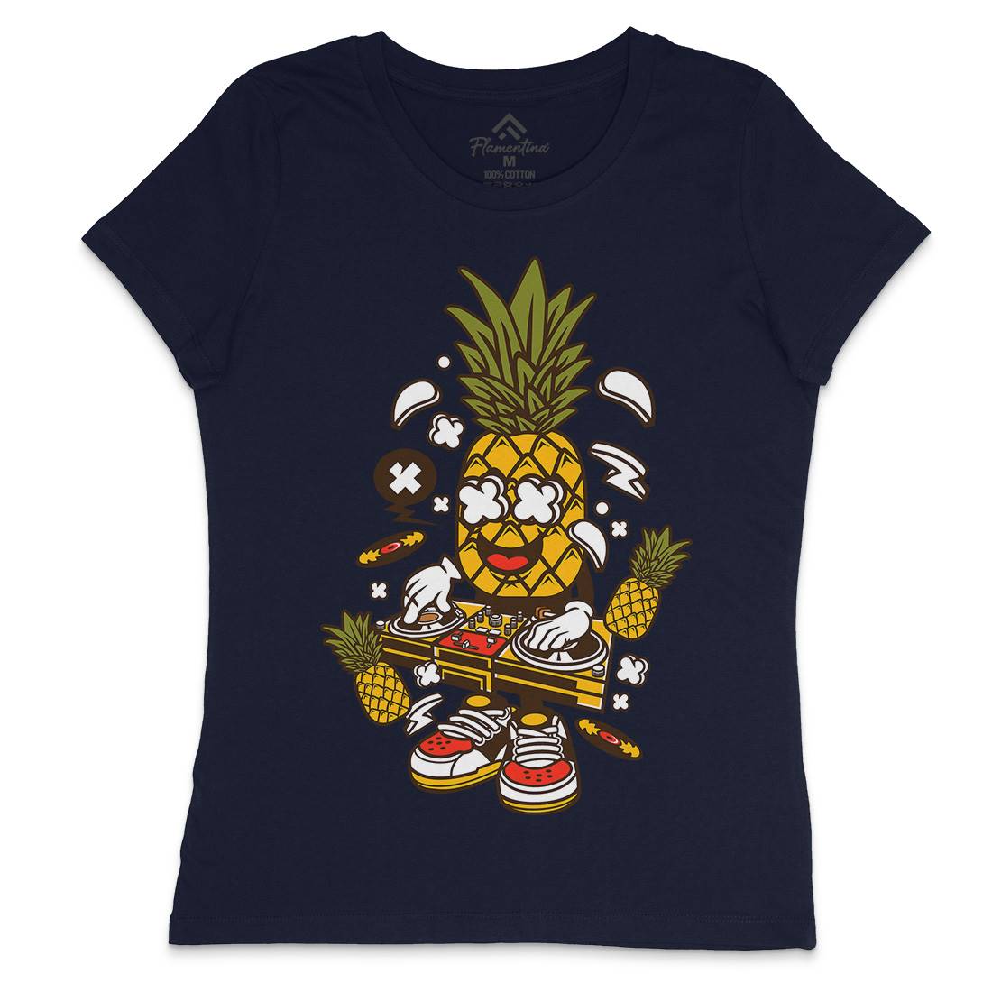 Dj Pineapple Womens Crew Neck T-Shirt Music C093