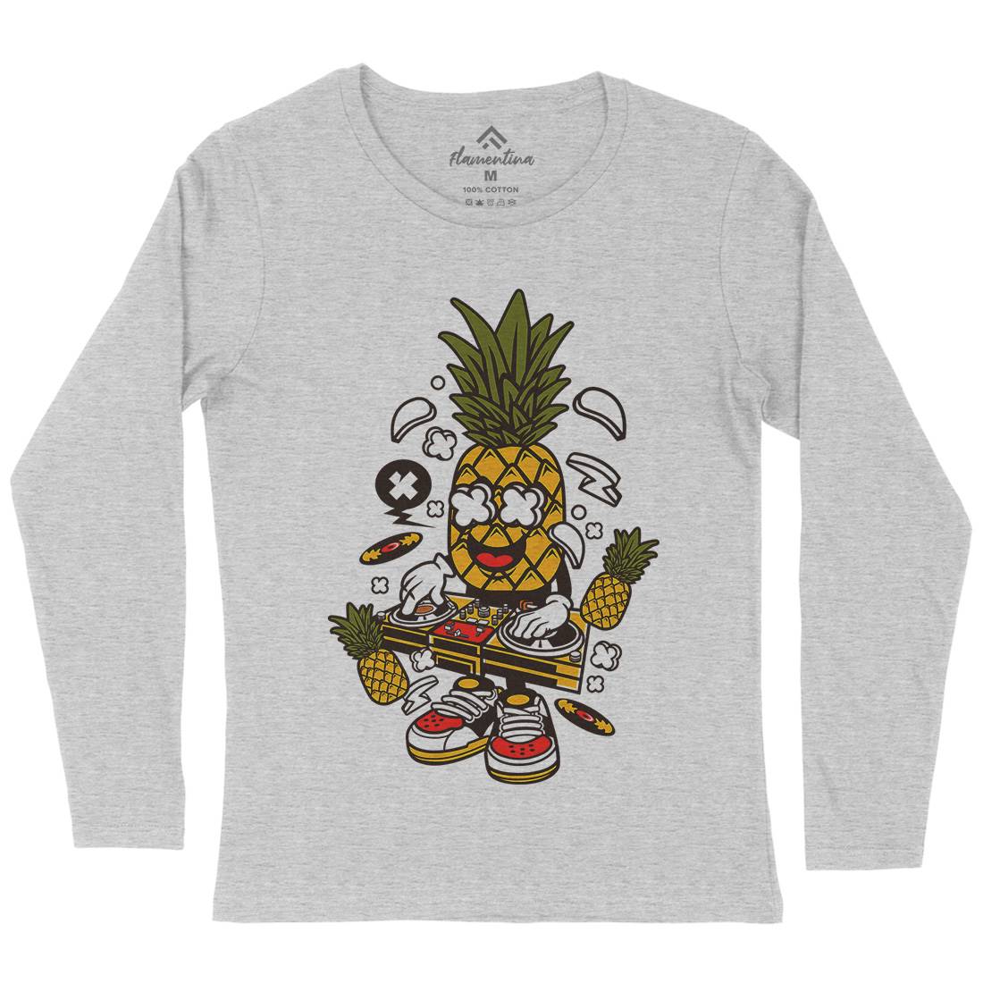 Dj Pineapple Womens Long Sleeve T-Shirt Music C093