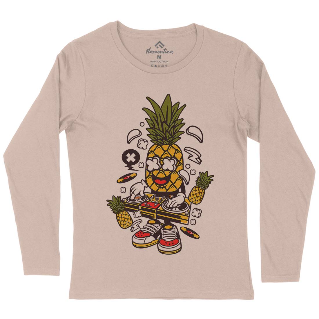 Dj Pineapple Womens Long Sleeve T-Shirt Music C093