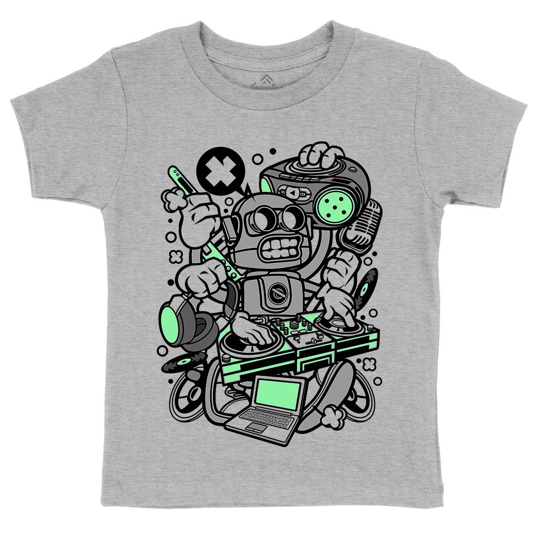 Dj Robot Kids Organic Crew Neck T-Shirt Music C094