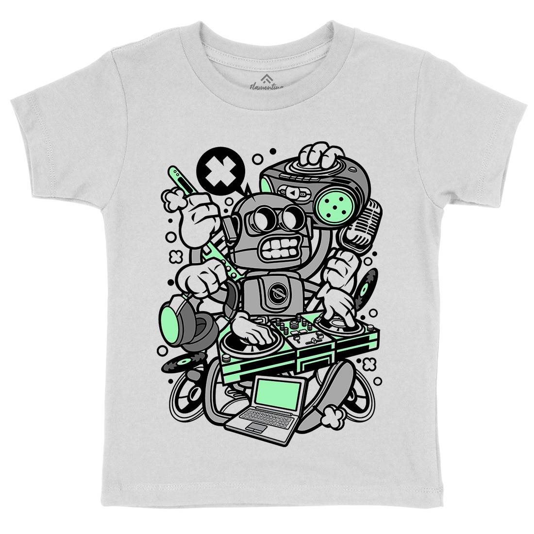 Dj Robot Kids Crew Neck T-Shirt Music C094