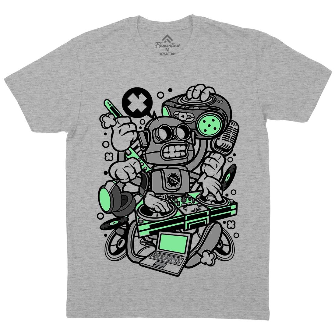 Dj Robot Mens Crew Neck T-Shirt Music C094