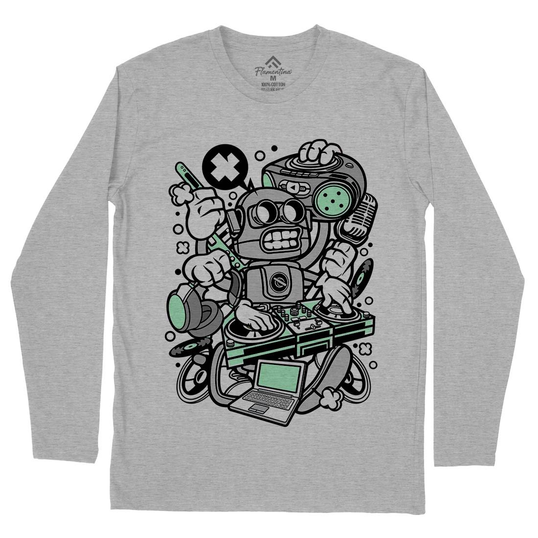 Dj Robot Mens Long Sleeve T-Shirt Music C094