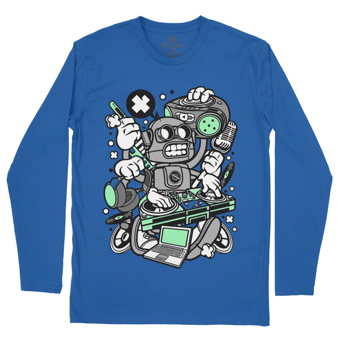 Dj Robot Mens Long Sleeve T-Shirt Music C094