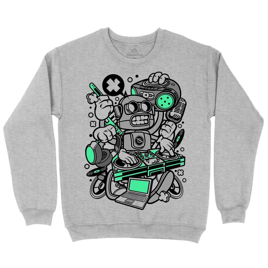 Dj Robot Mens Crew Neck Sweatshirt Music C094