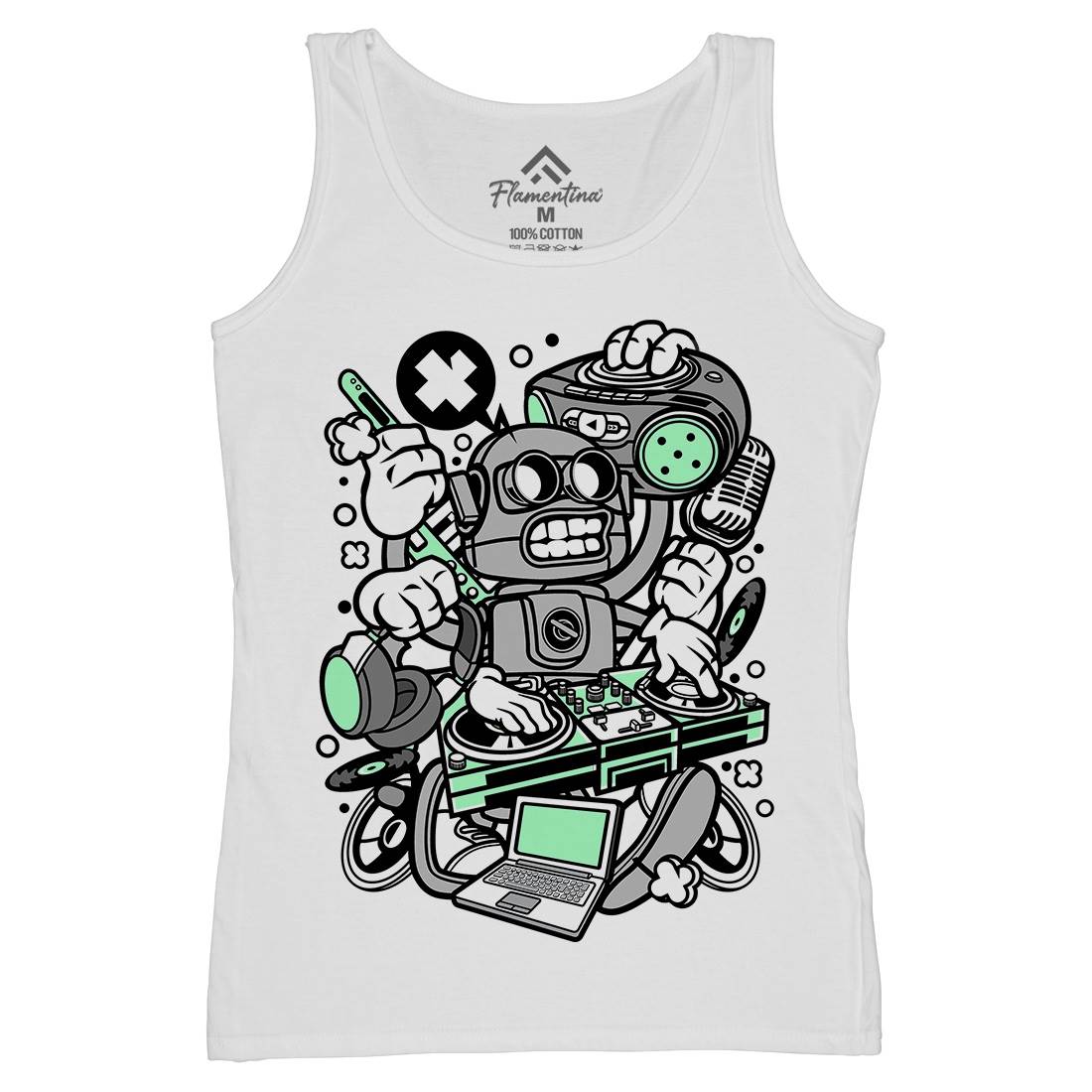 Dj Robot Womens Organic Tank Top Vest Music C094