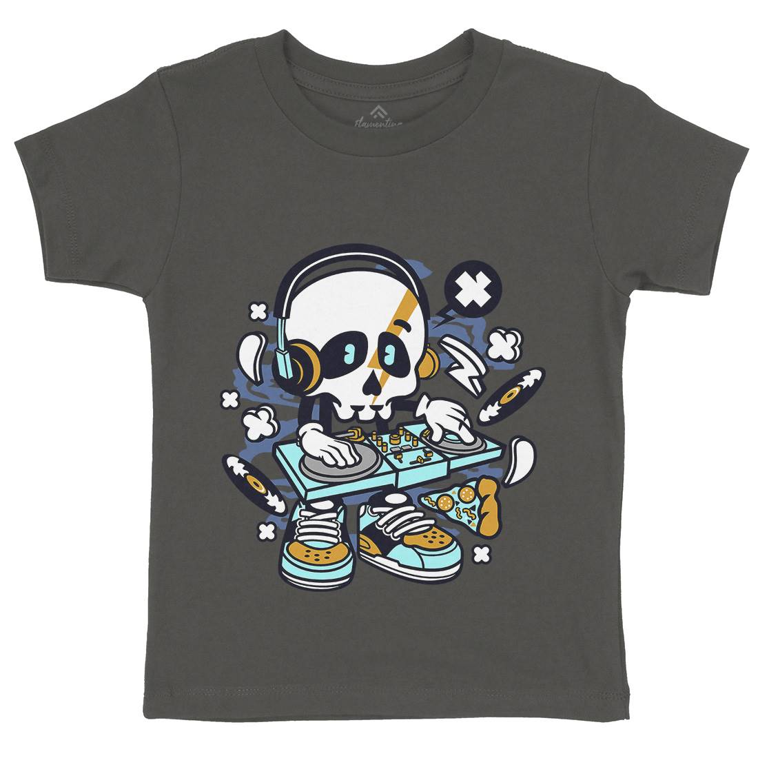 Dj Skull Kids Crew Neck T-Shirt Music C095
