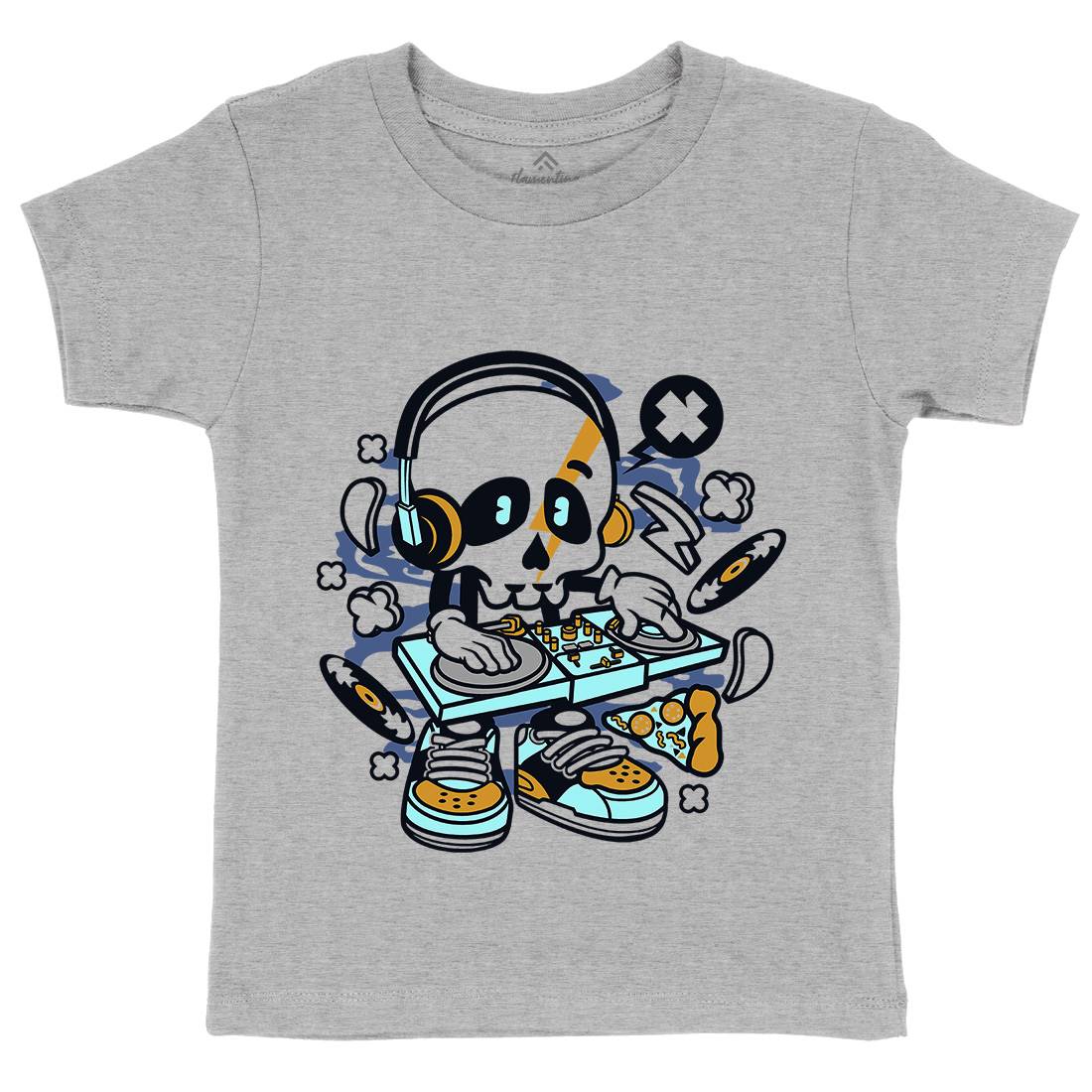 Dj Skull Kids Organic Crew Neck T-Shirt Music C095