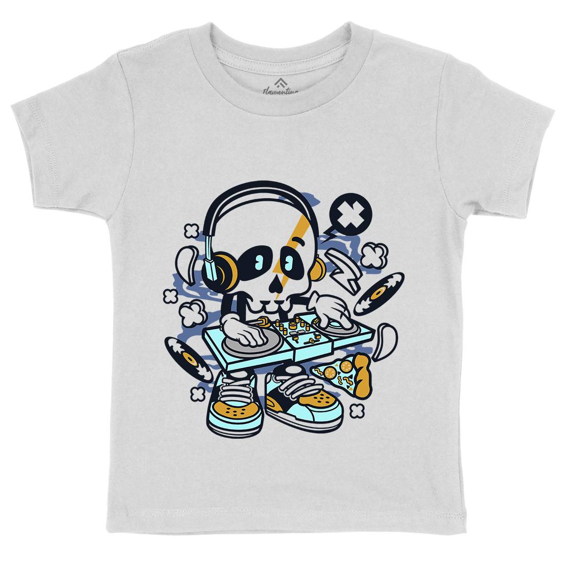 Dj Skull Kids Organic Crew Neck T-Shirt Music C095