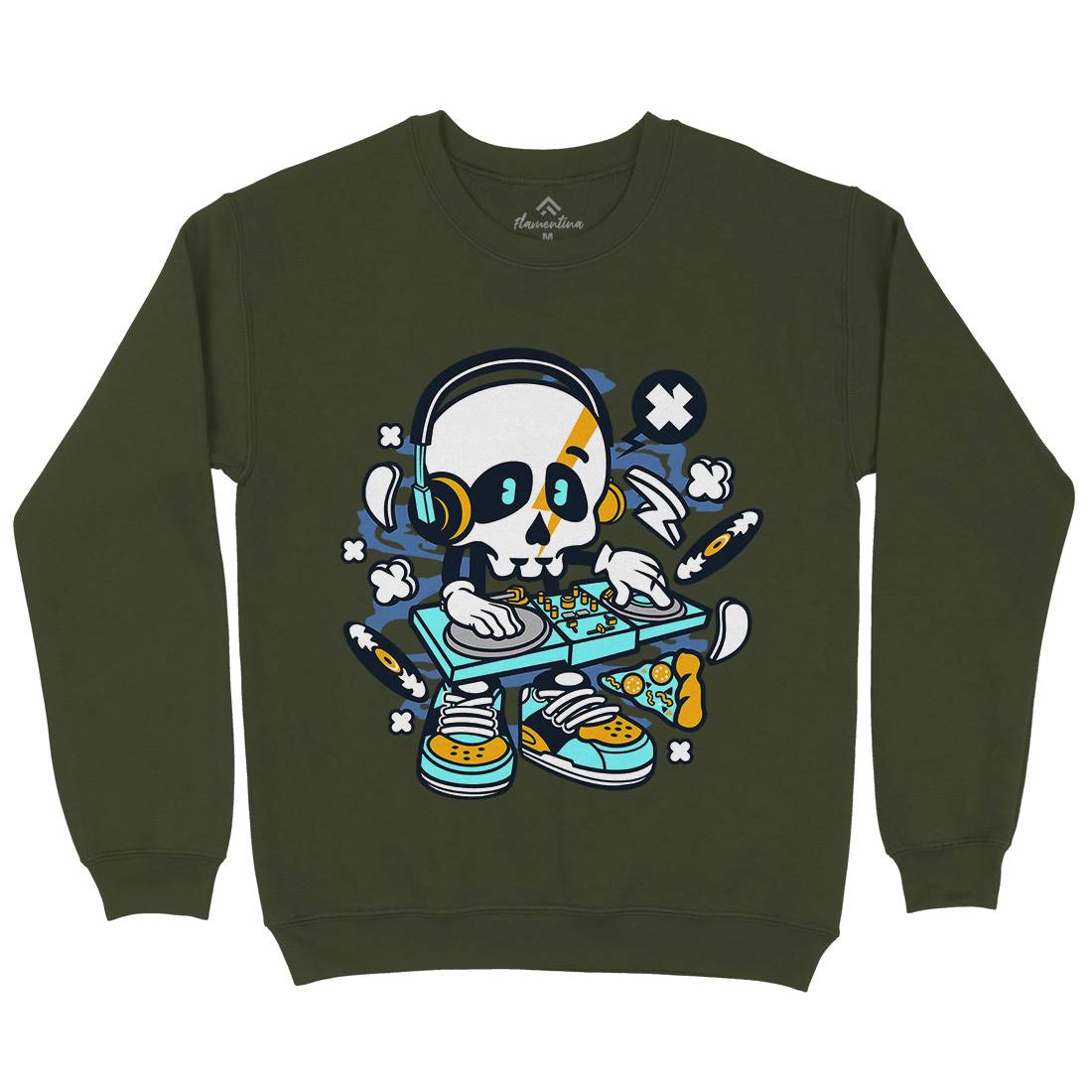 Dj Skull Mens Crew Neck Sweatshirt Music C095