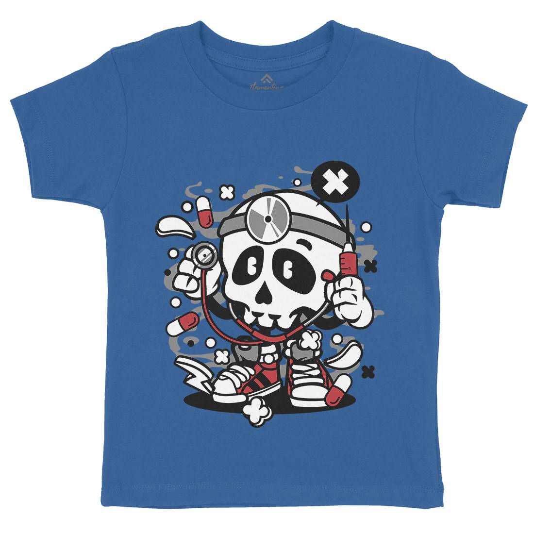 Doctor Skull Kids Organic Crew Neck T-Shirt Work C097