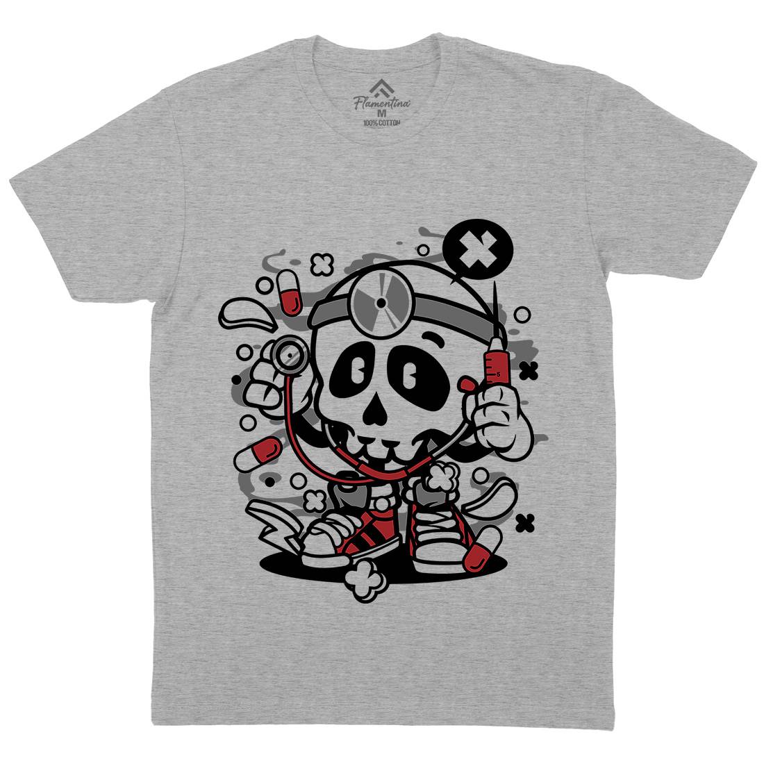 Doctor Skull Mens Crew Neck T-Shirt Work C097
