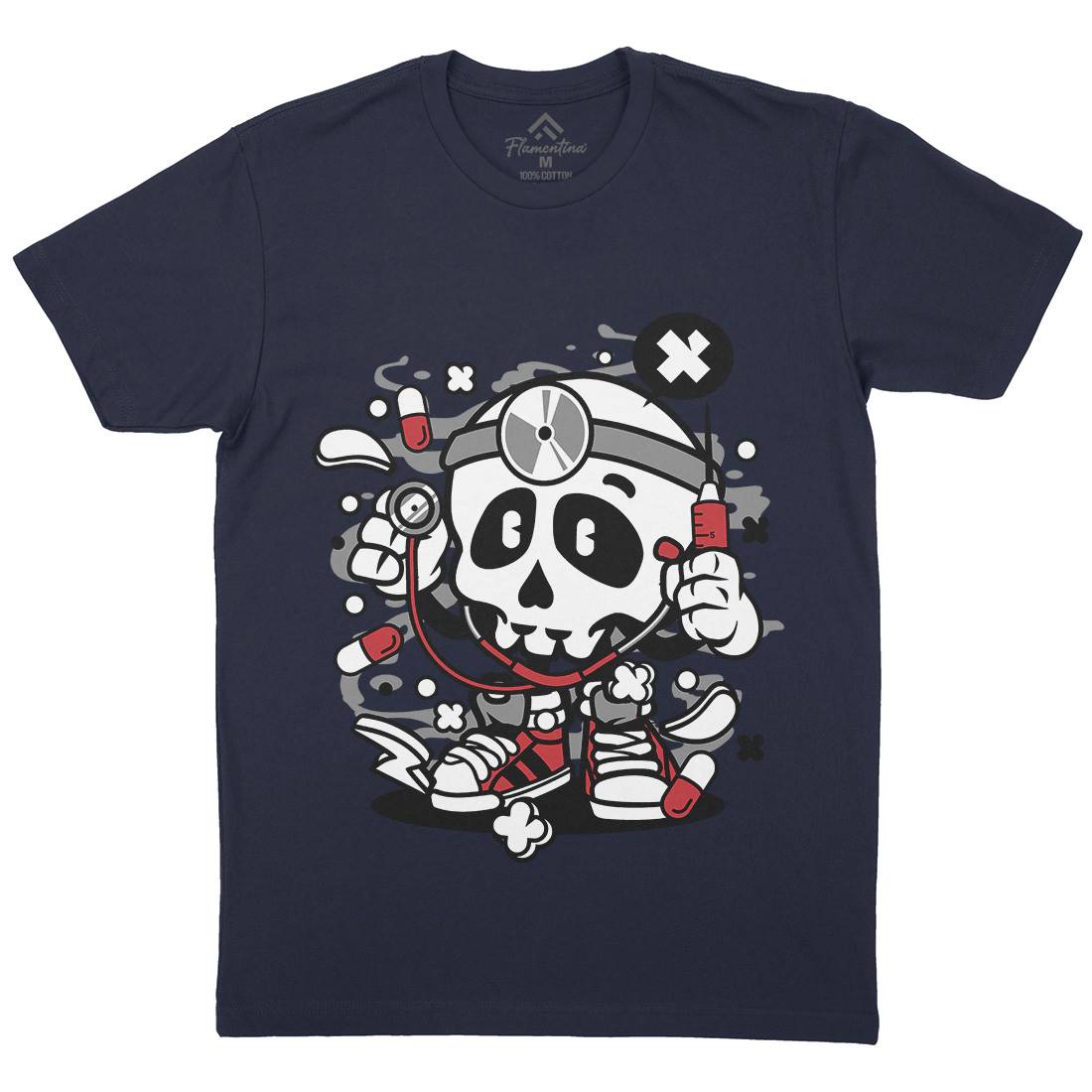 Doctor Skull Mens Organic Crew Neck T-Shirt Work C097