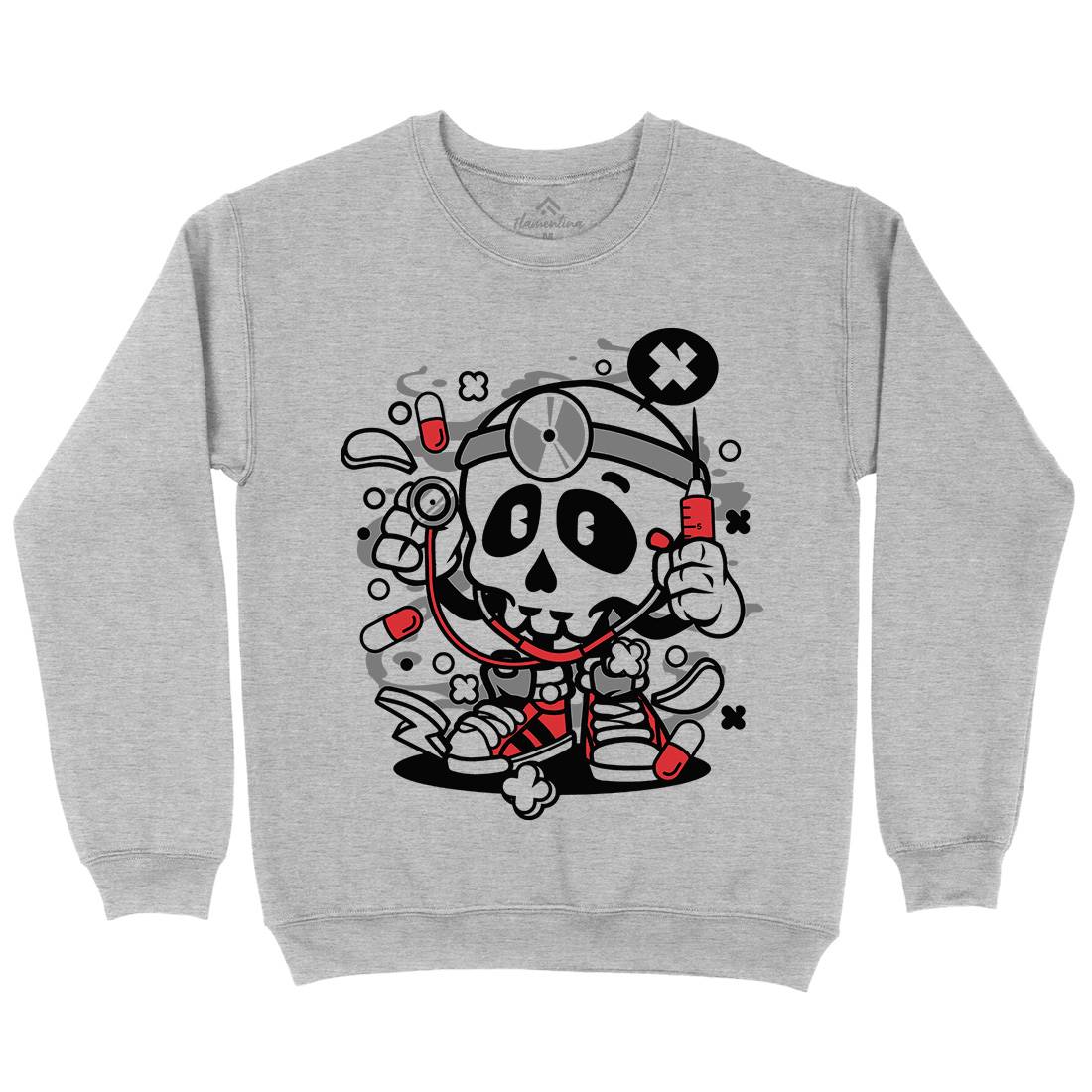 Doctor Skull Mens Crew Neck Sweatshirt Work C097