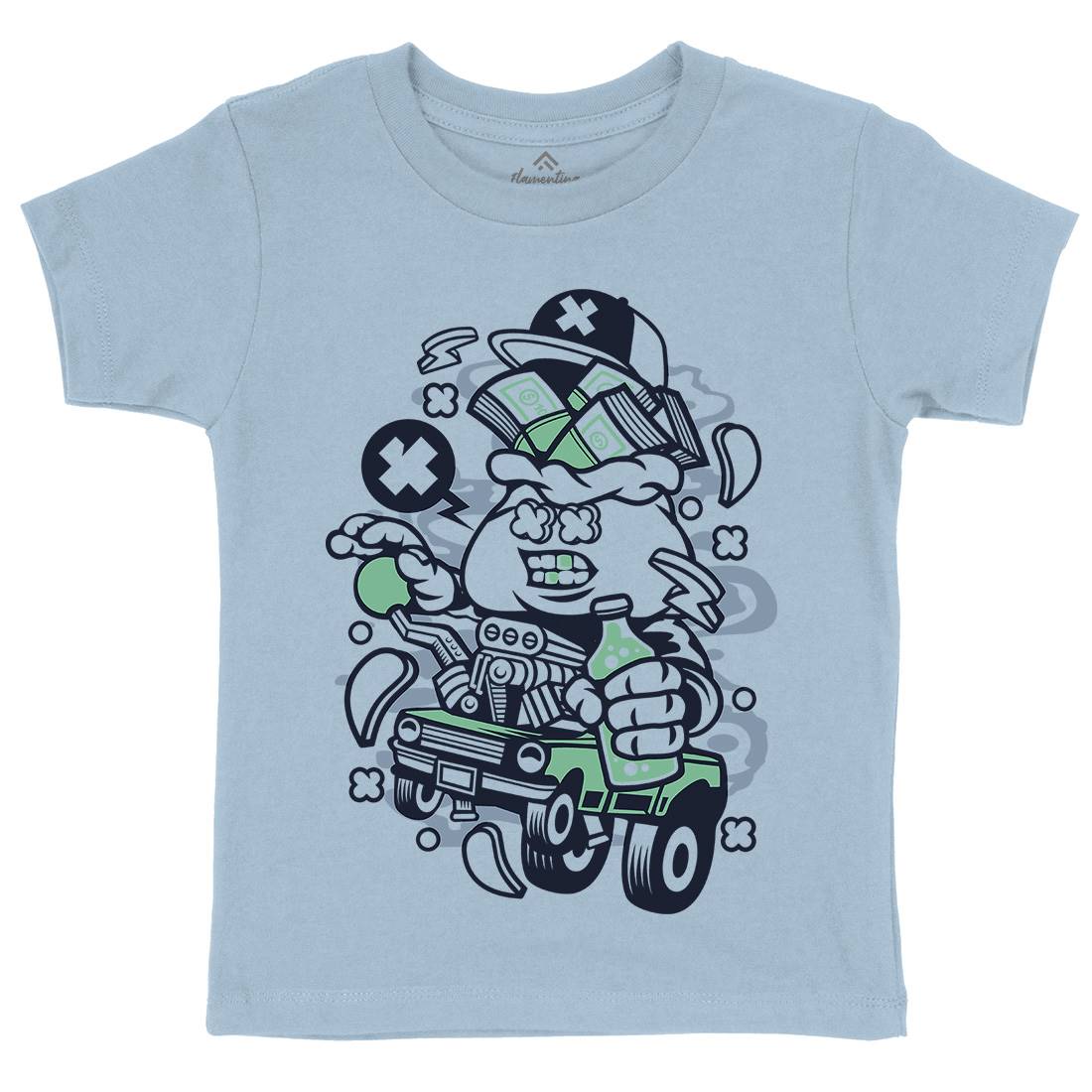 Dollar Hotrod Kids Organic Crew Neck T-Shirt Cars C098