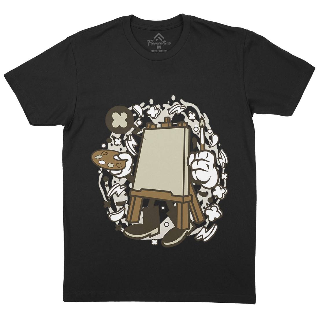 Easel Mens Organic Crew Neck T-Shirt Retro C101