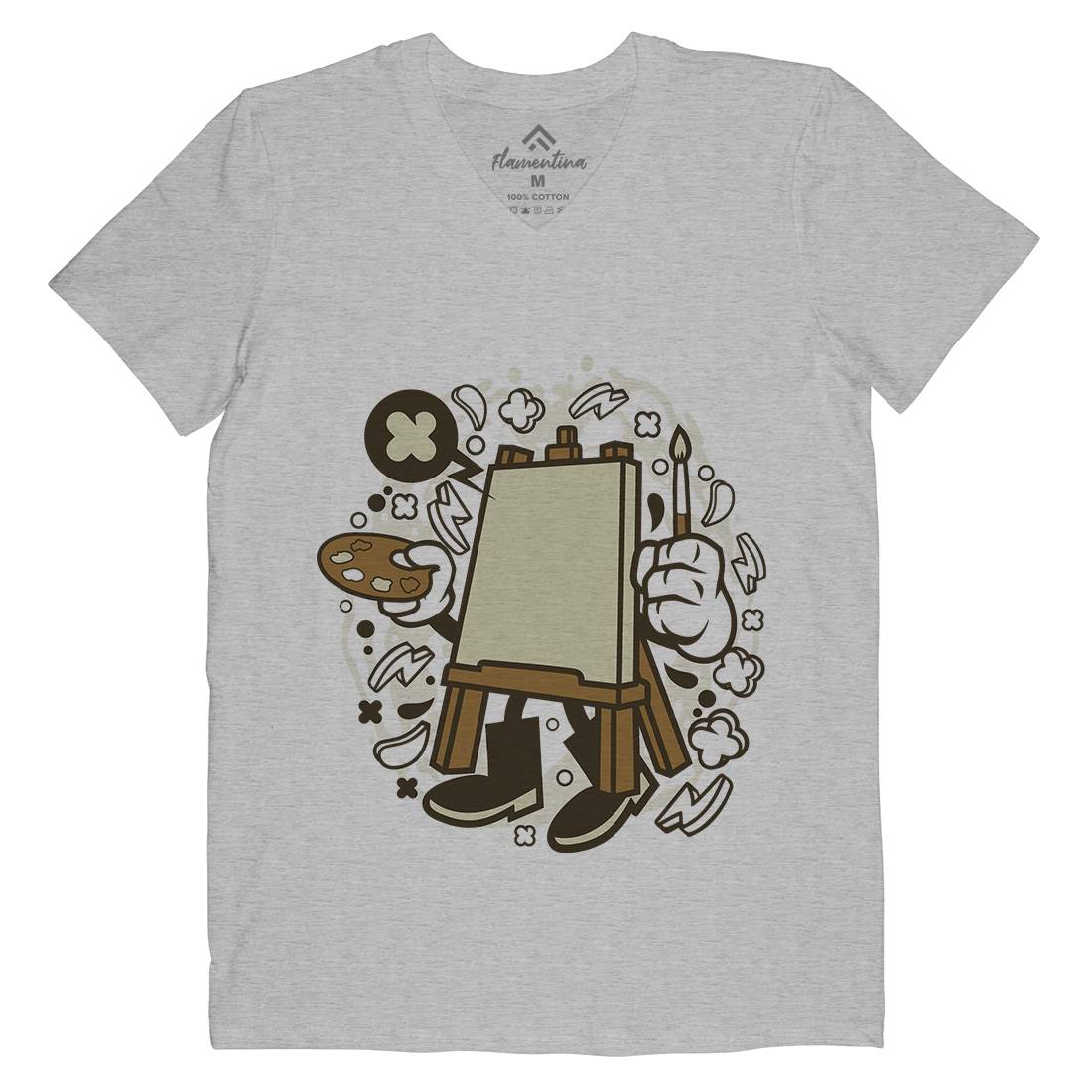 Easel Mens Organic V-Neck T-Shirt Retro C101