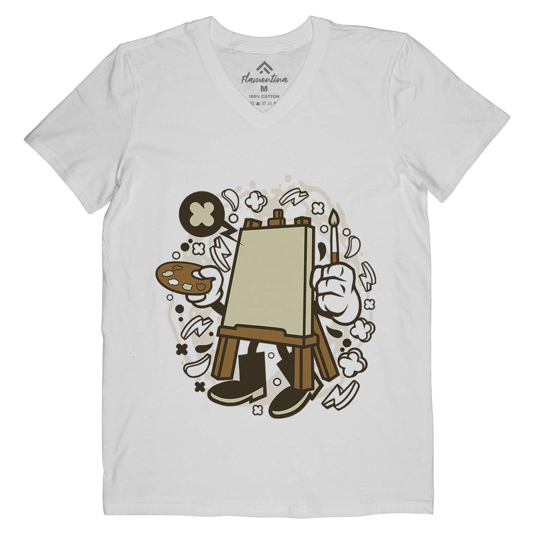 Easel Mens Organic V-Neck T-Shirt Retro C101