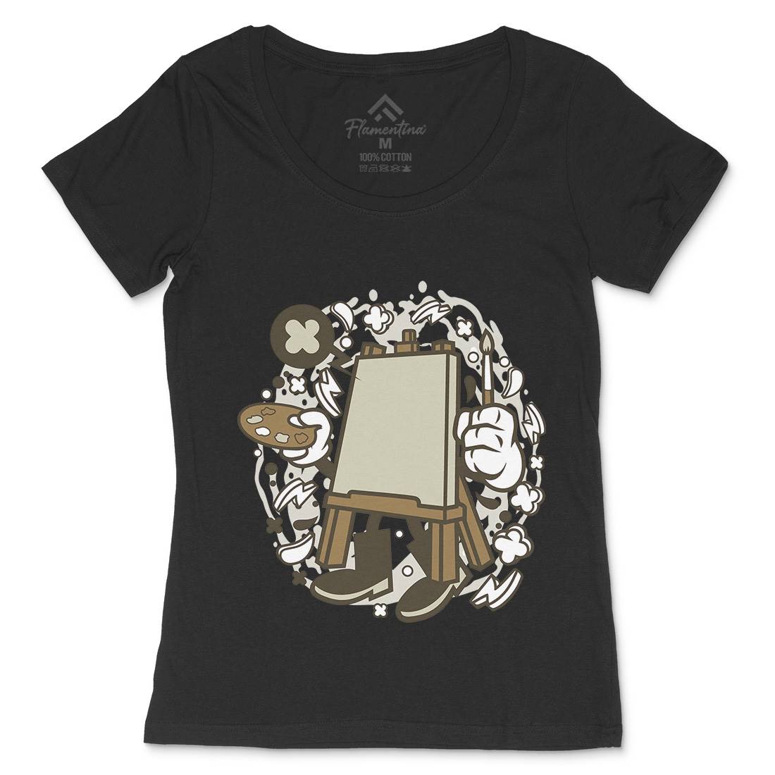 Easel Womens Scoop Neck T-Shirt Retro C101