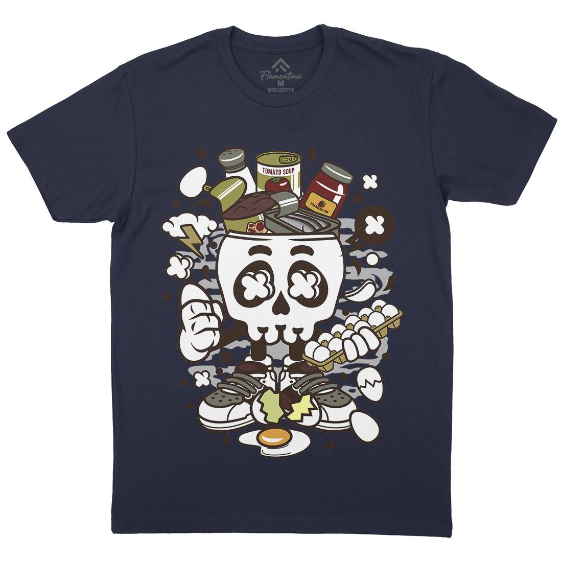 Egg Skull Mens Organic Crew Neck T-Shirt Food C102