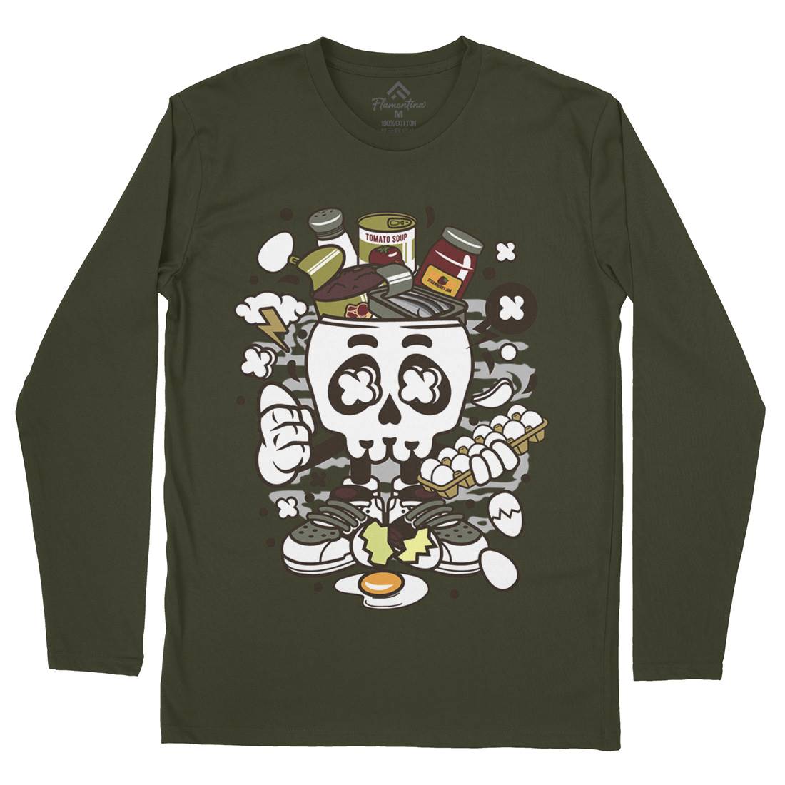 Egg Skull Mens Long Sleeve T-Shirt Food C102