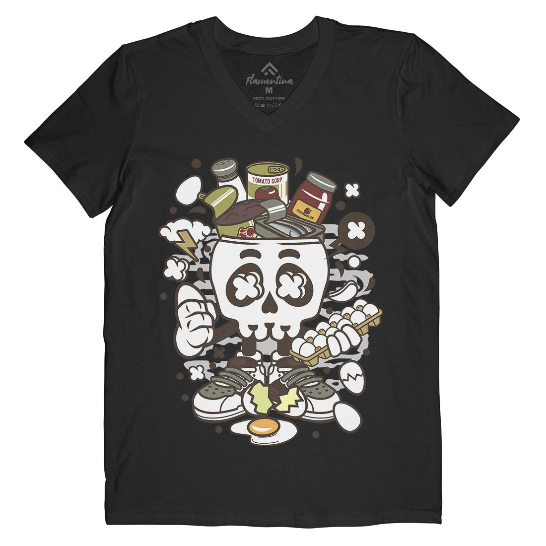 Egg Skull Mens Organic V-Neck T-Shirt Food C102