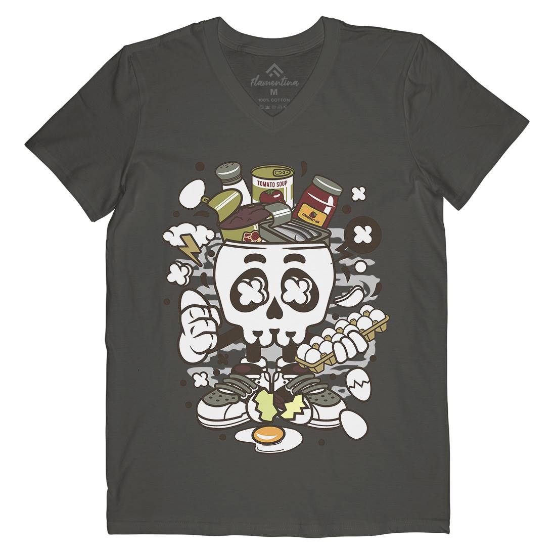 Egg Skull Mens V-Neck T-Shirt Food C102