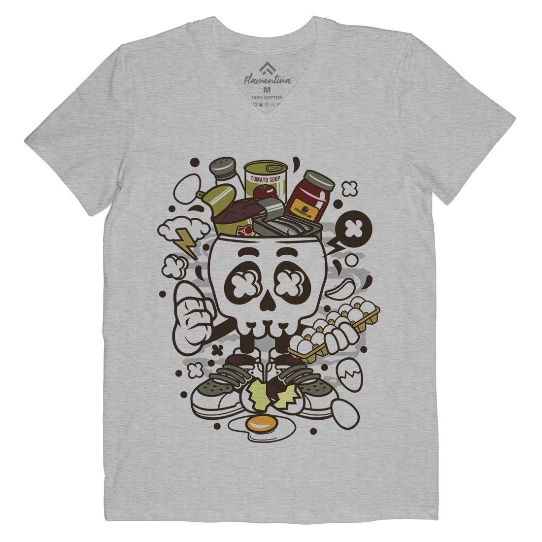 Egg Skull Mens V-Neck T-Shirt Food C102