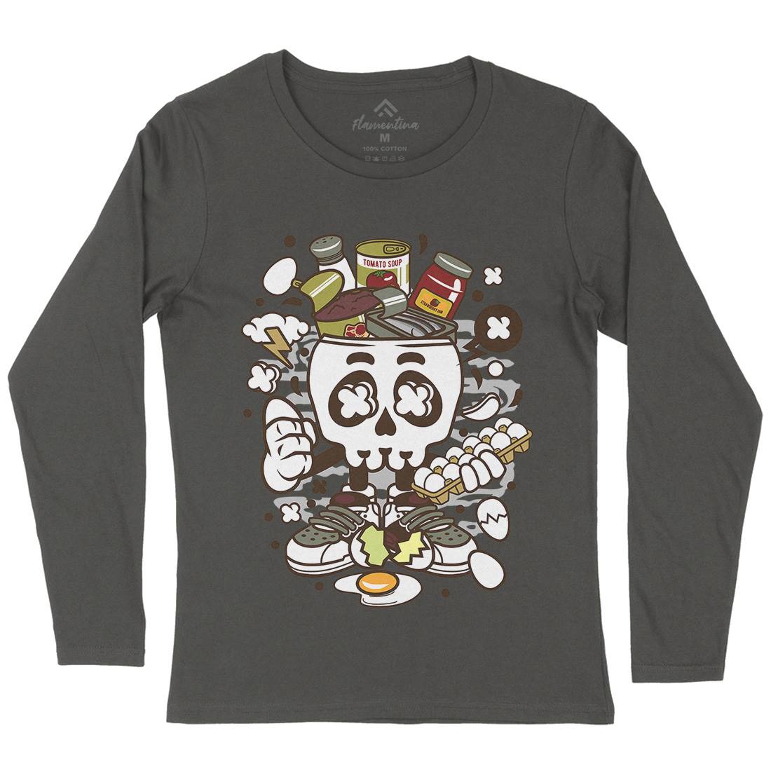 Egg Skull Womens Long Sleeve T-Shirt Food C102