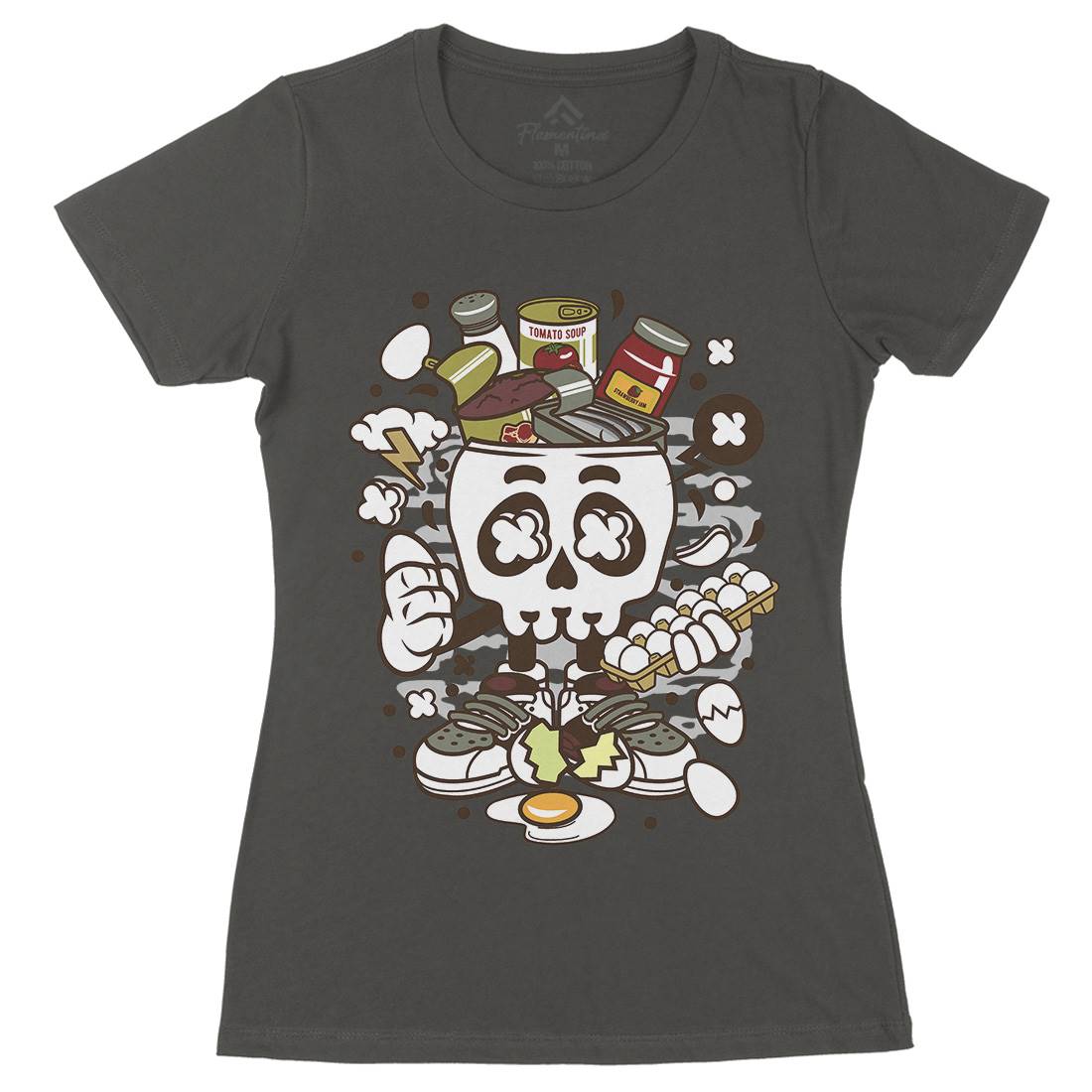 Egg Skull Womens Organic Crew Neck T-Shirt Food C102
