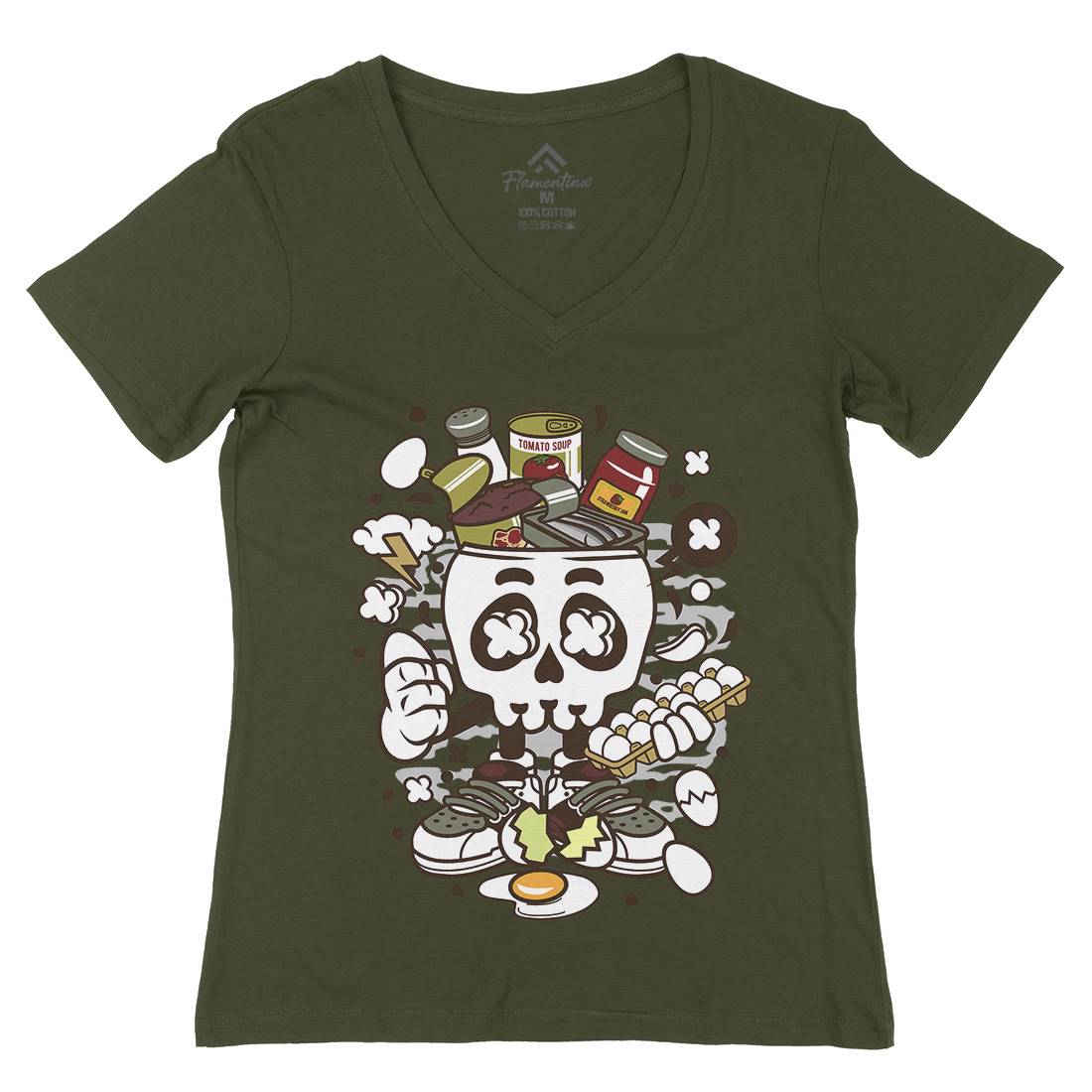 Egg Skull Womens Organic V-Neck T-Shirt Food C102
