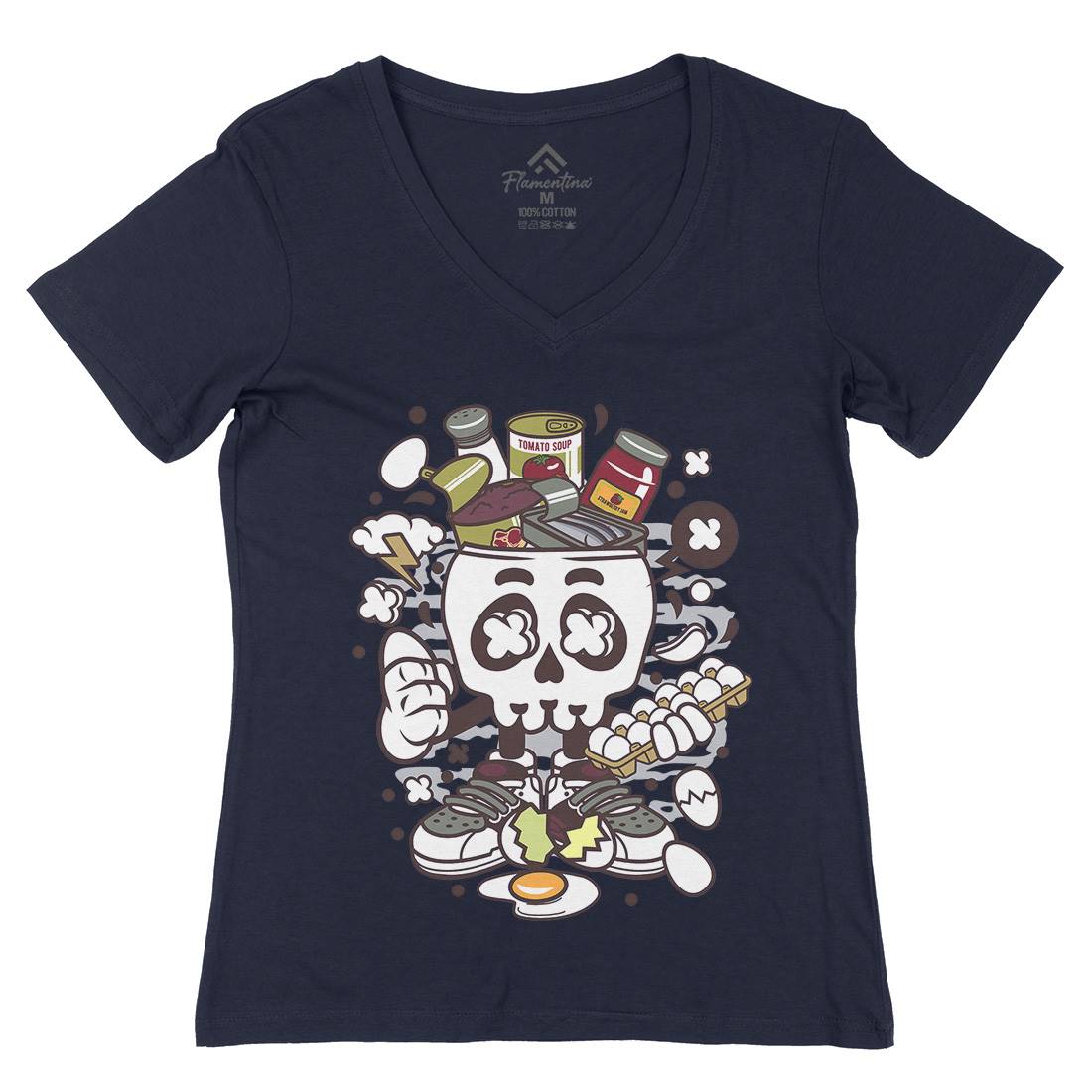 Egg Skull Womens Organic V-Neck T-Shirt Food C102