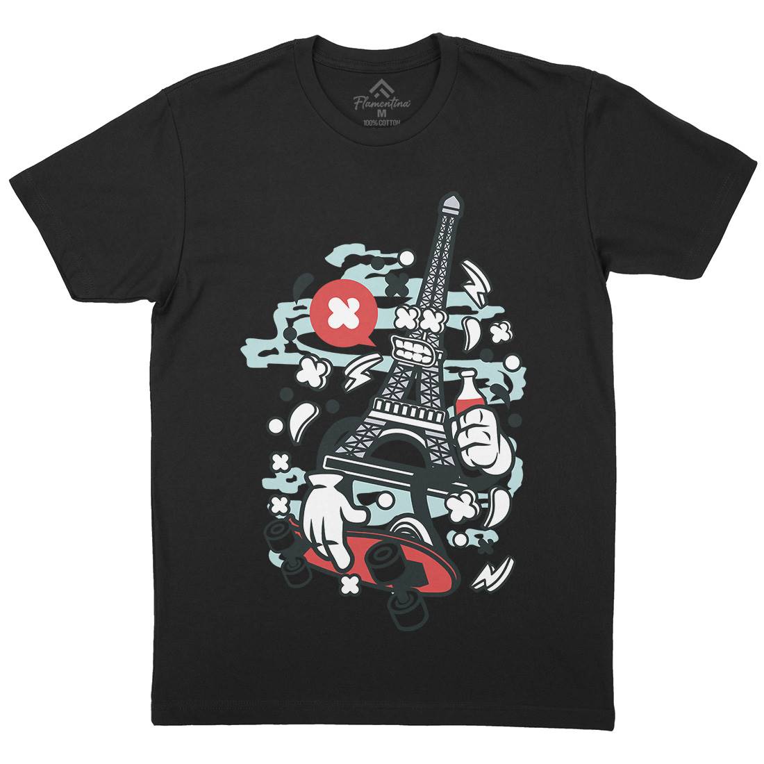 Eiffel Skater Mens Organic Crew Neck T-Shirt Skate C104