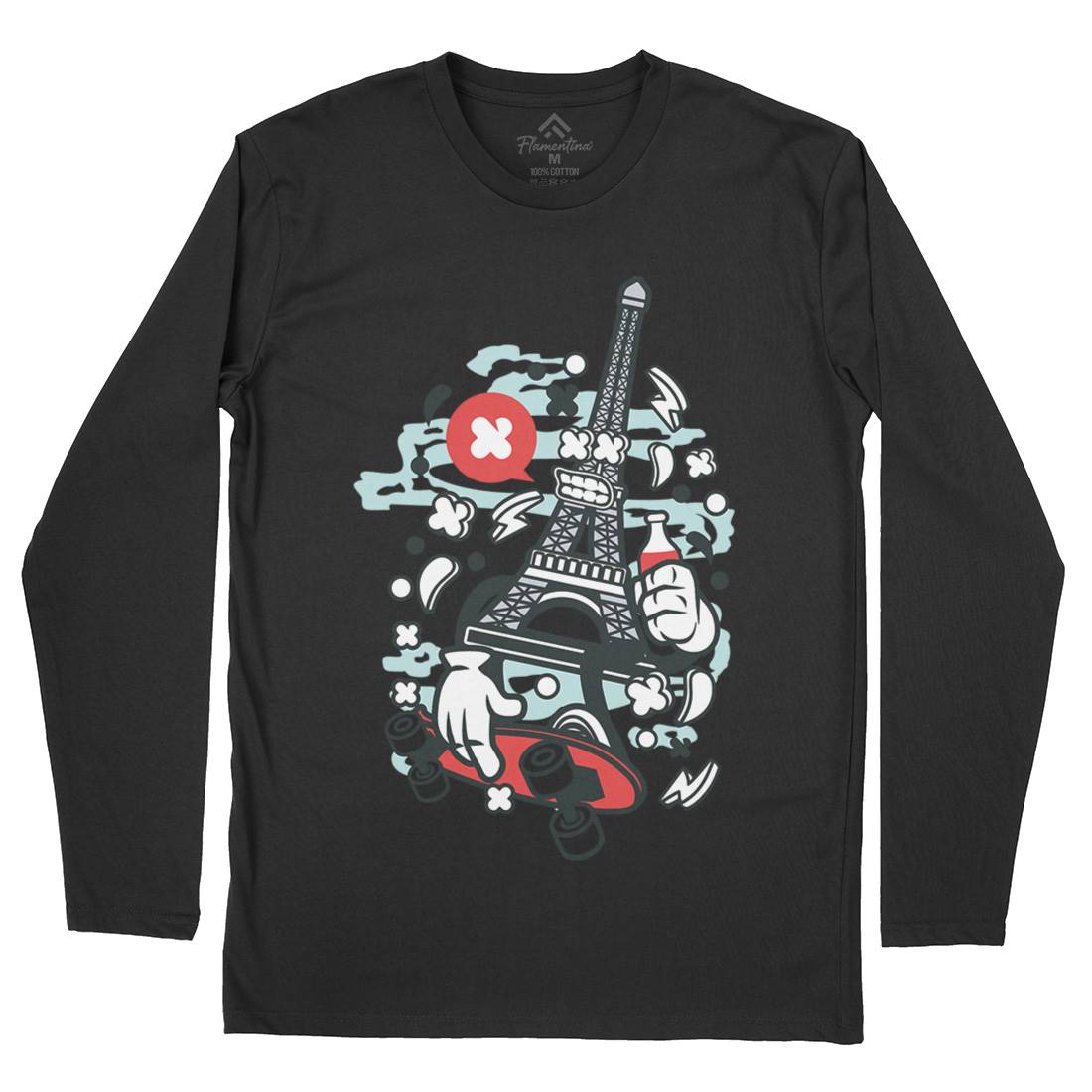 Eiffel Skater Mens Long Sleeve T-Shirt Skate C104