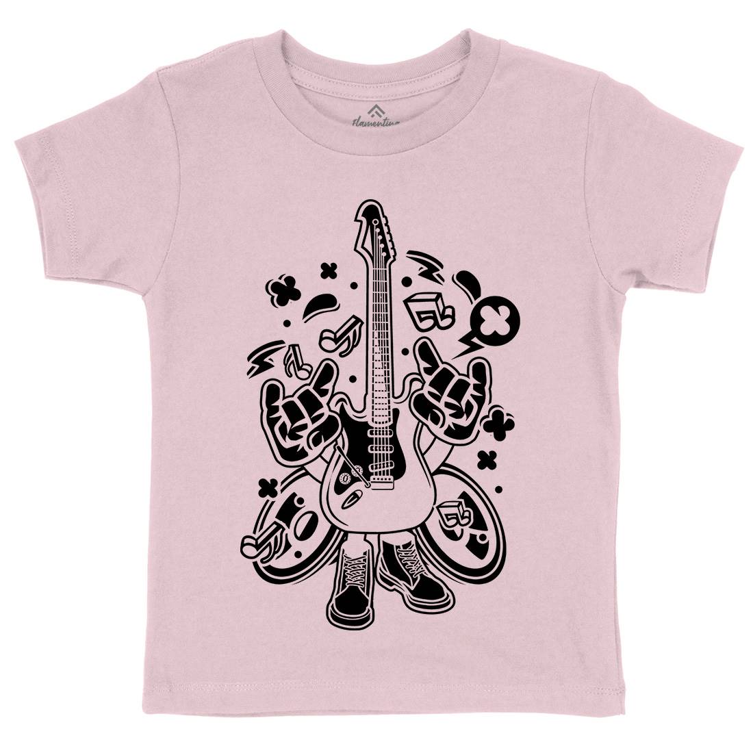 Electric Guitar Kids Crew Neck T-Shirt Music C105