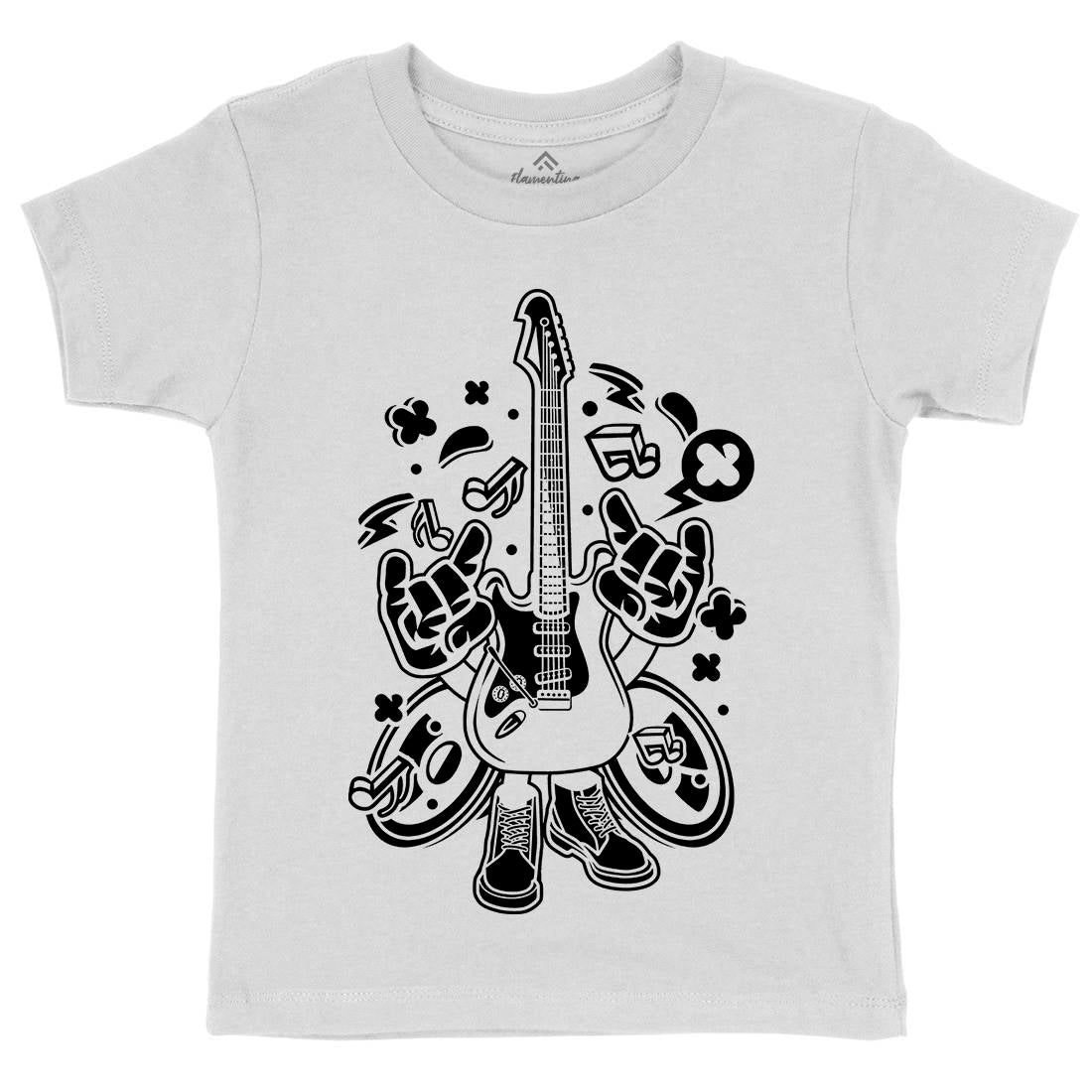 Electric Guitar Kids Organic Crew Neck T-Shirt Music C105