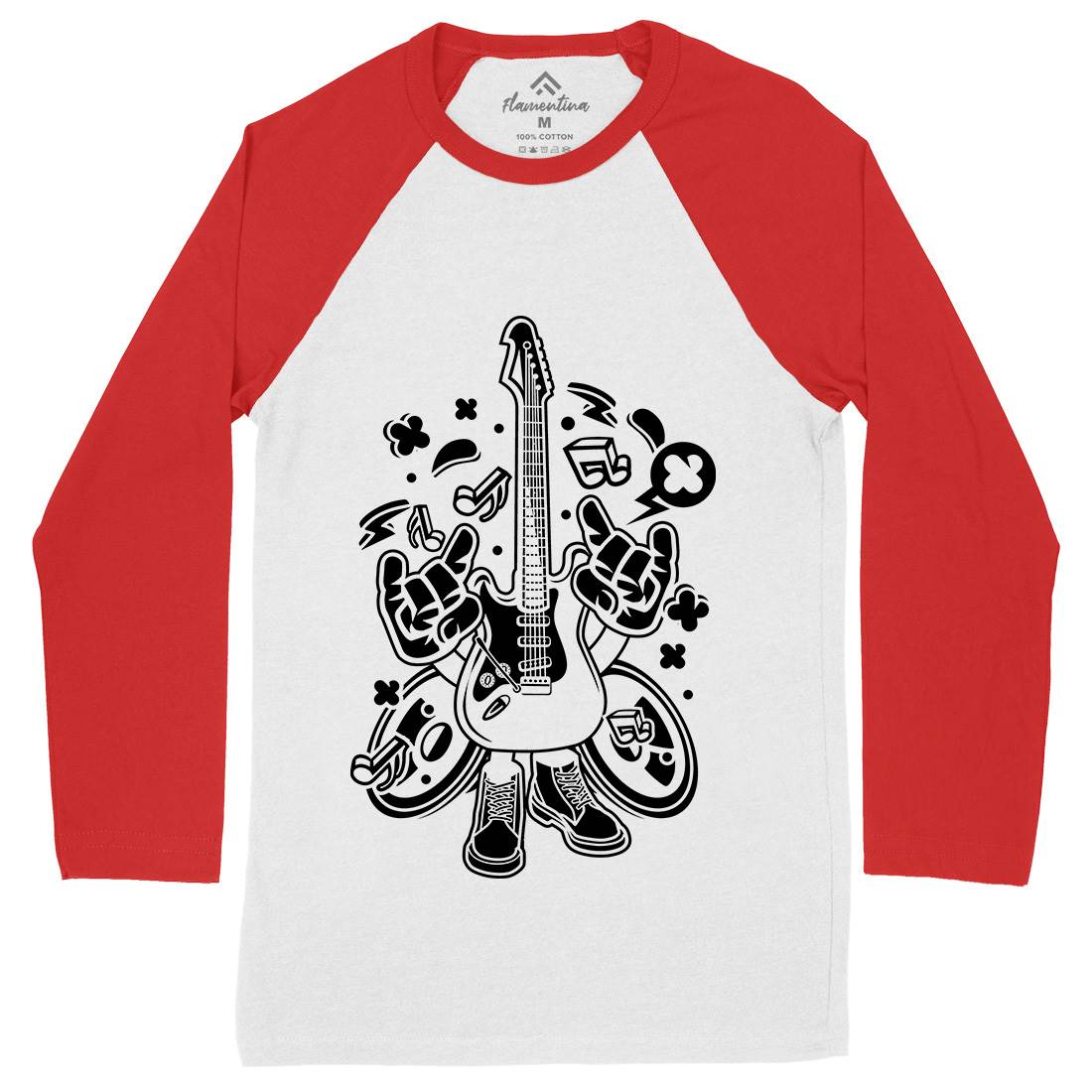 Electric Guitar Mens Long Sleeve Baseball T-Shirt Music C105