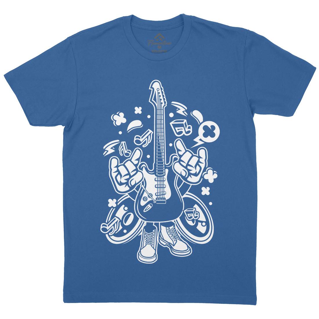 Electric Guitar Mens Organic Crew Neck T-Shirt Music C105