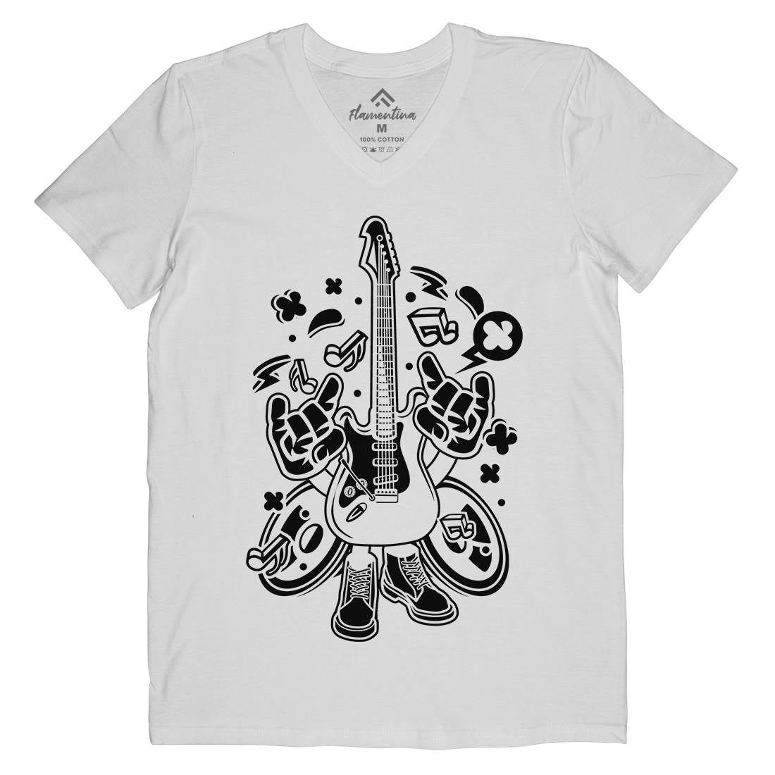 Electric Guitar Mens V-Neck T-Shirt Music C105