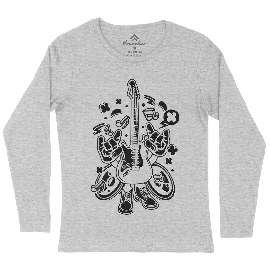 Electric Guitar Womens Long Sleeve T-Shirt Music C105