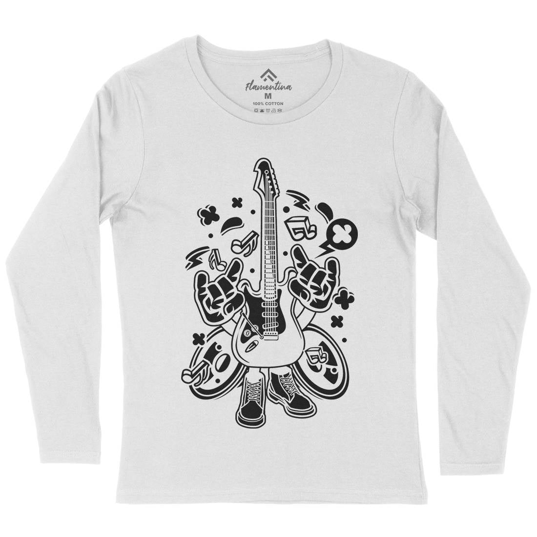 Electric Guitar Womens Long Sleeve T-Shirt Music C105